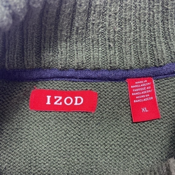 IZOD Green Knit Button Up Heavy Sweater - Picture 5 of 7
